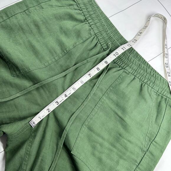 J. Crew Pants Womens Medium Green Seaside Linen Blend Casual Pockets Coastal - Picture 7 of 10